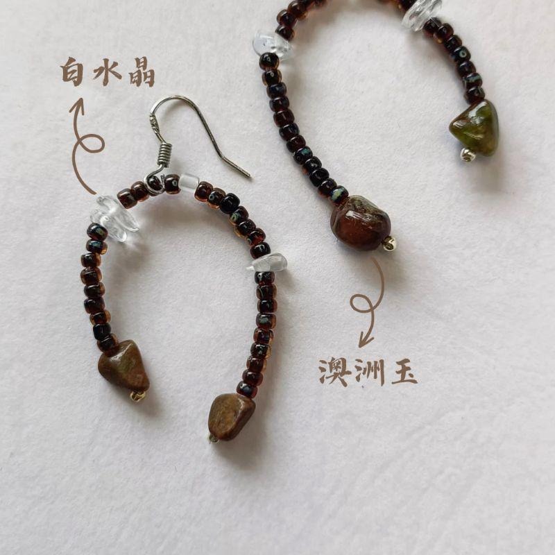 【moo._.handmade】手作水晶串珠耳飾 醫療鋼耳針-細節圖4