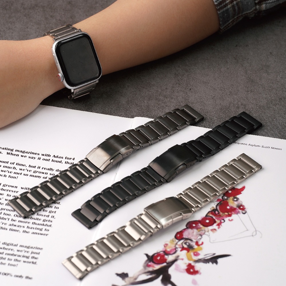 【太空金屬-鈦Ti】AllTi22 經典三排鈦合金 Apple watch 錶帶 蘋果錶帶-細節圖10