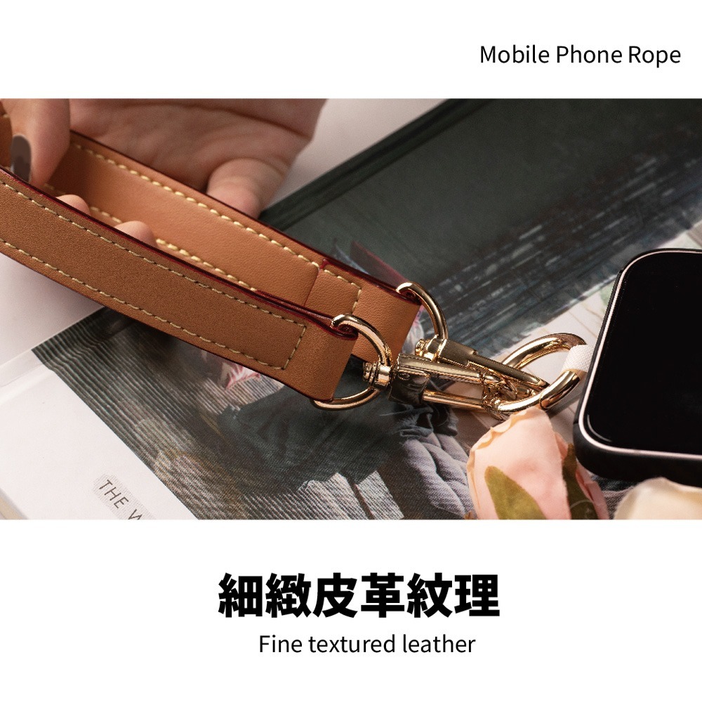 【AllTime】細紋寬版真皮腕帶手機掛繩 (附手機夾片) 手機腕繩 手機吊繩 手機繩-細節圖4