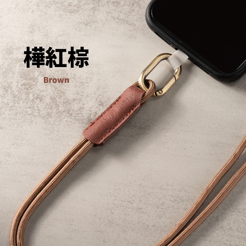 【AllTime】簡約復古真皮手機頸掛背繩(附夾片) 手機吊繩 手機腕繩 手機繩 相機繩 相機背繩 掛繩 吊繩-細節圖4