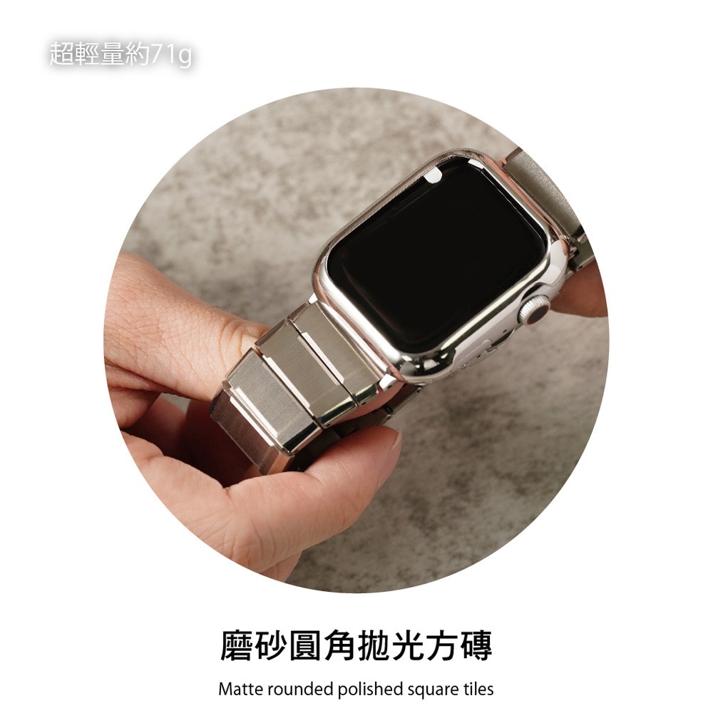 【太空金屬-鈦Ti】方型磚磨砂切角鈦合金 Apple watch通用錶帶 Ultra S10 S9 S8 S7 SE-細節圖3