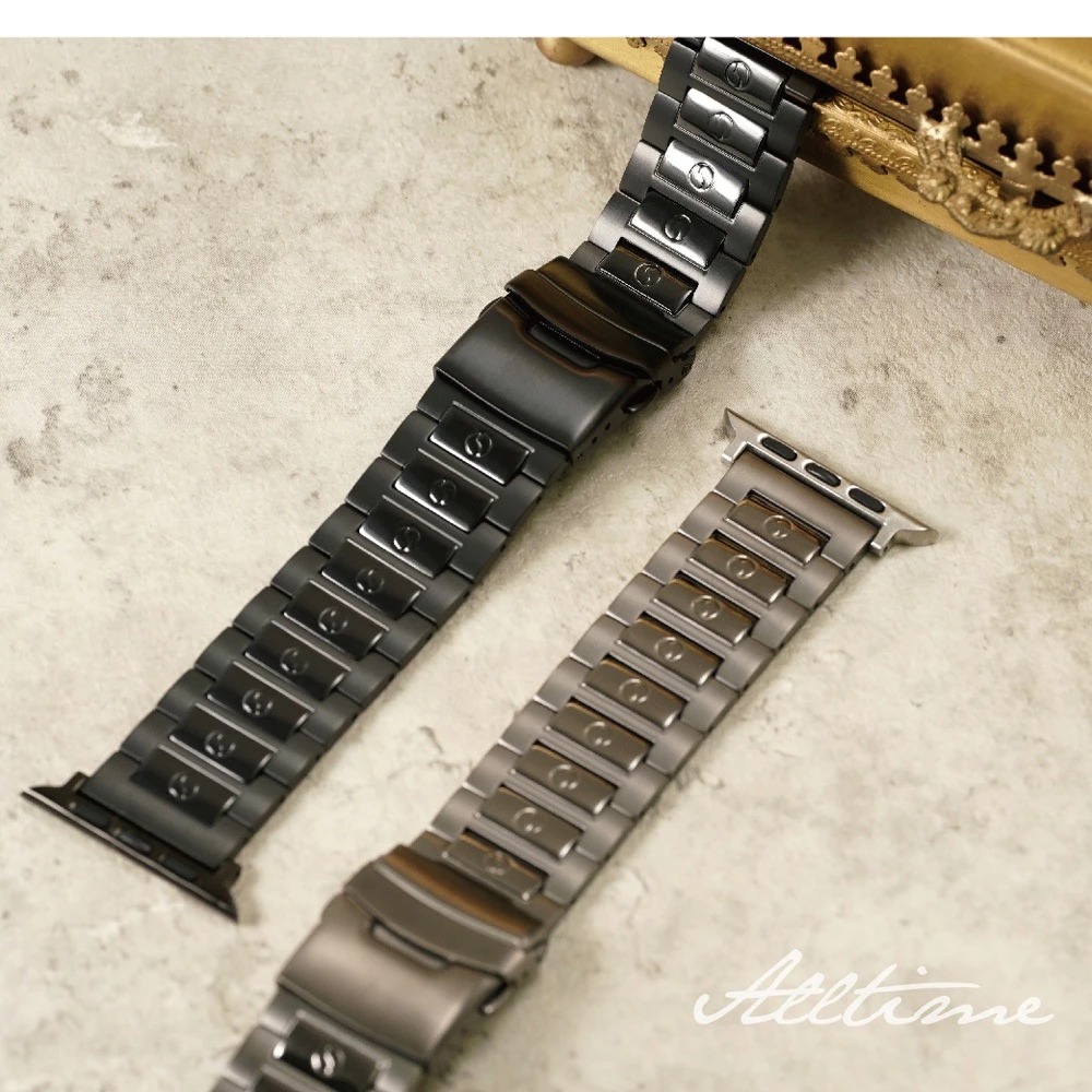 【太空金屬-鈦Ti】太極紋 拋光相間鈦合金 Apple watch通用錶帶 Ultra S10 S9 S8 S7 SE-細節圖2