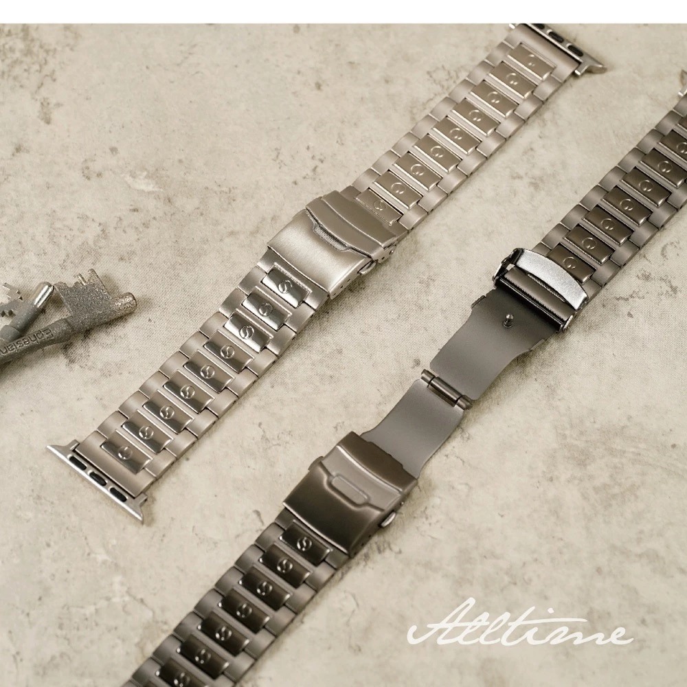 【太空金屬-鈦Ti】太極紋 拋光相間鈦合金 Apple watch通用錶帶 Ultra S10 S9 S8 S7 SE-細節圖5