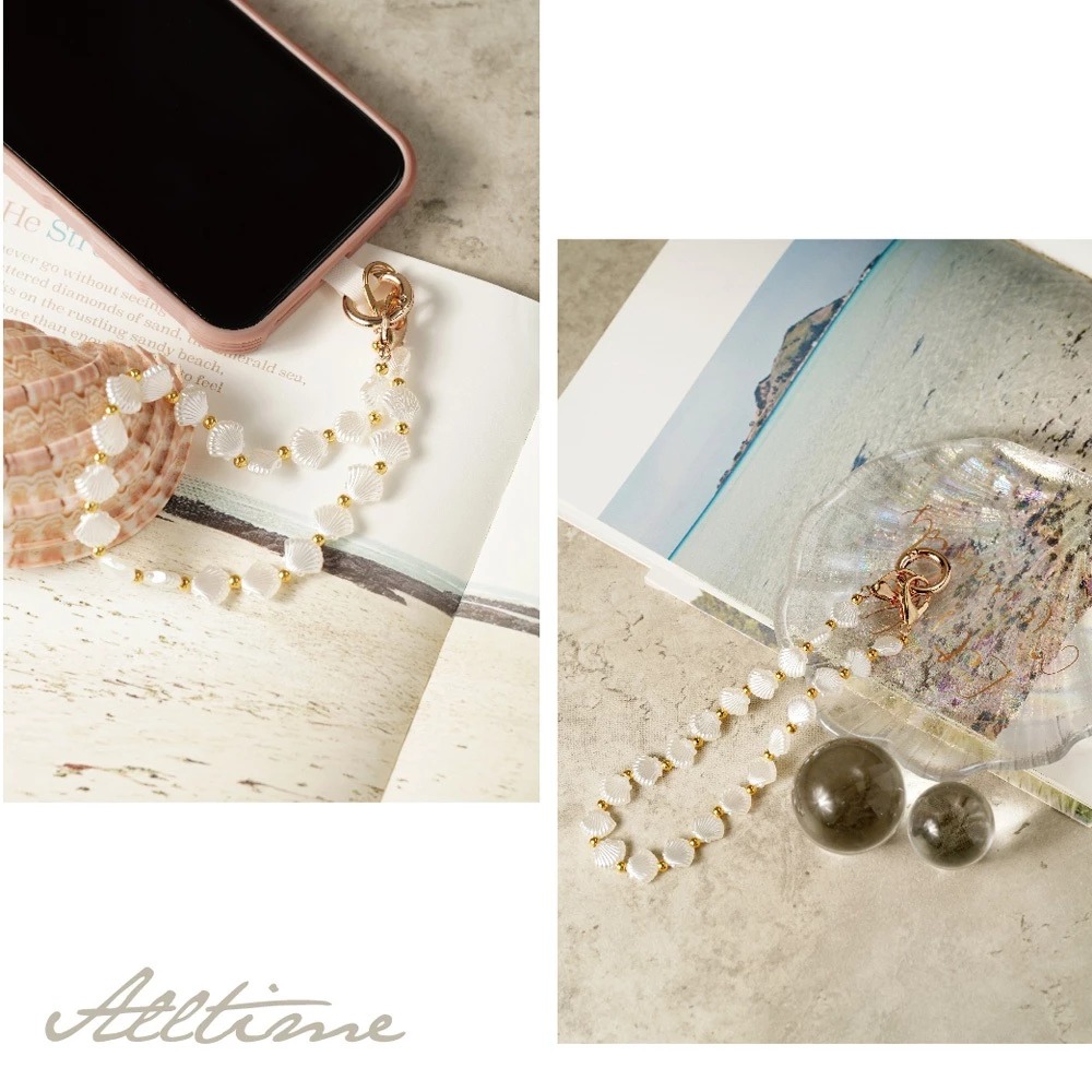【AllTime】貝殼鑲金珠腕帶手機掛繩 (附手機夾片) 手機吊繩 手機腕繩 手機繩-細節圖6