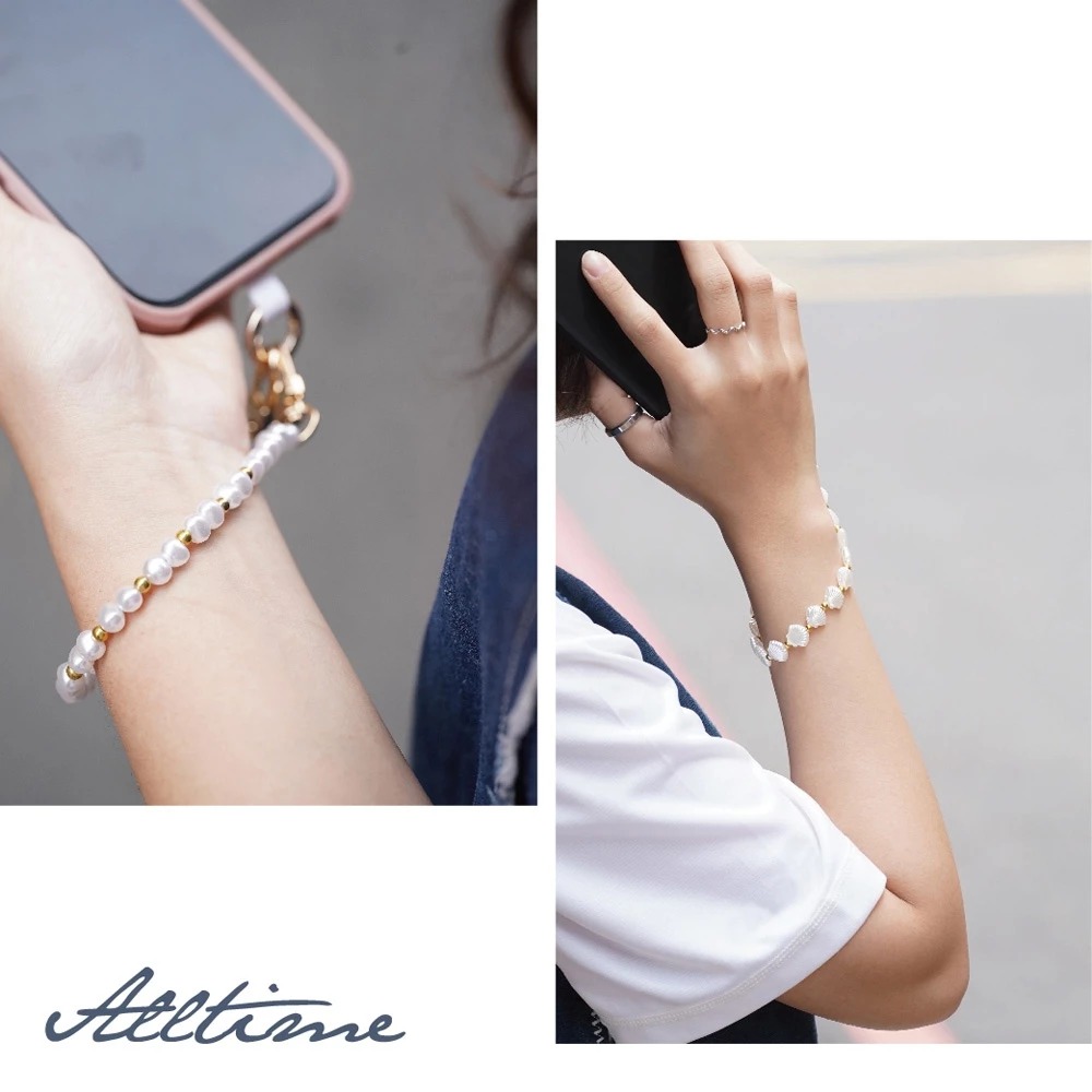 【AllTime】貝殼鑲金珠腕帶手機掛繩 (附手機夾片) 手機吊繩 手機腕繩 手機繩-細節圖8