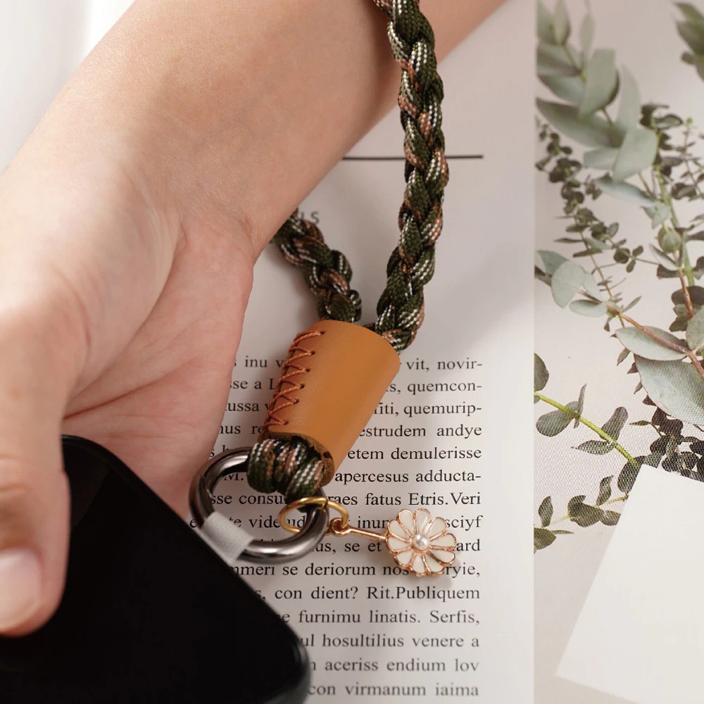 【AllTime】四股編織皮革腕帶手機掛繩 (附手機夾片) 手機吊繩 手機腕繩 手機繩 錢包掛繩-細節圖10