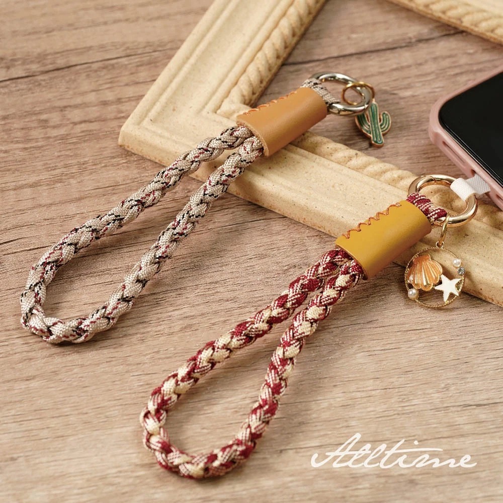 【AllTime】四股編織皮革腕帶手機掛繩 (附手機夾片) 手機吊繩 手機腕繩 手機繩 錢包掛繩-細節圖11