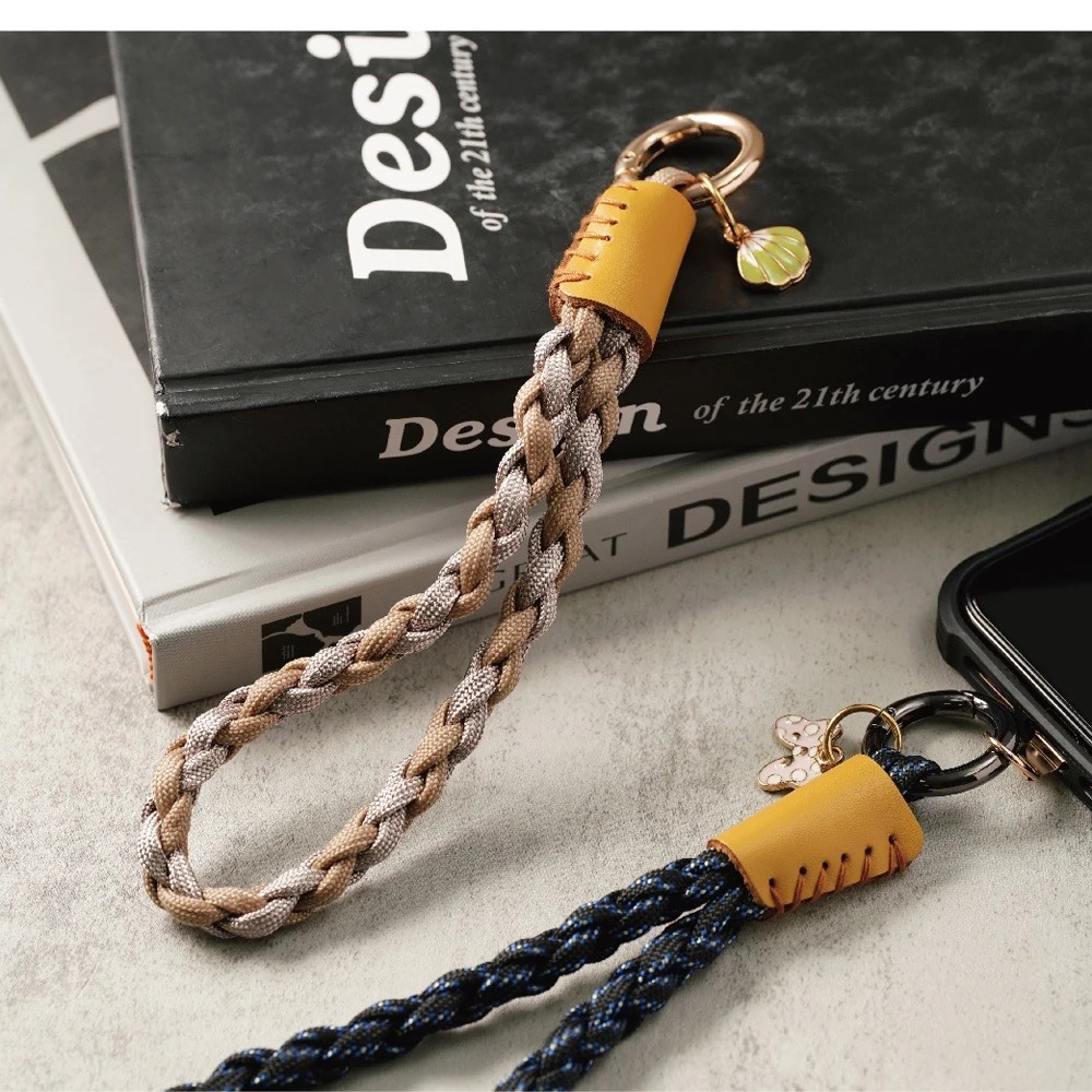 【AllTime】四股編織皮革腕帶手機掛繩 (附手機夾片) 手機繩 手機吊繩 錢包掛繩-細節圖11