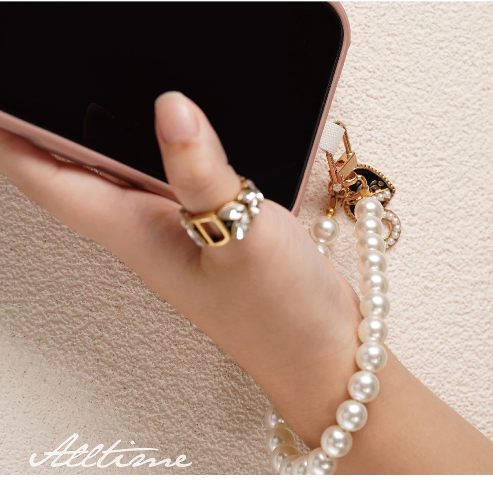 【AllTime】愛心小熊珍珠短繩腕帶手機掛繩 (附手機夾片) 手機腕繩 手機吊繩 手機繩-細節圖7