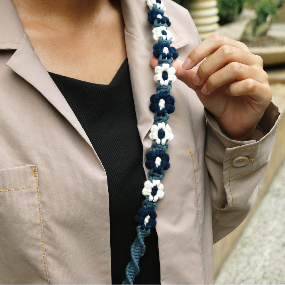 【AllTime】macrame可愛小花朵朵螺旋手機背繩 (附夾片) 手機掛繩 手機吊繩 手機背繩 手機繩 編織繩-細節圖10