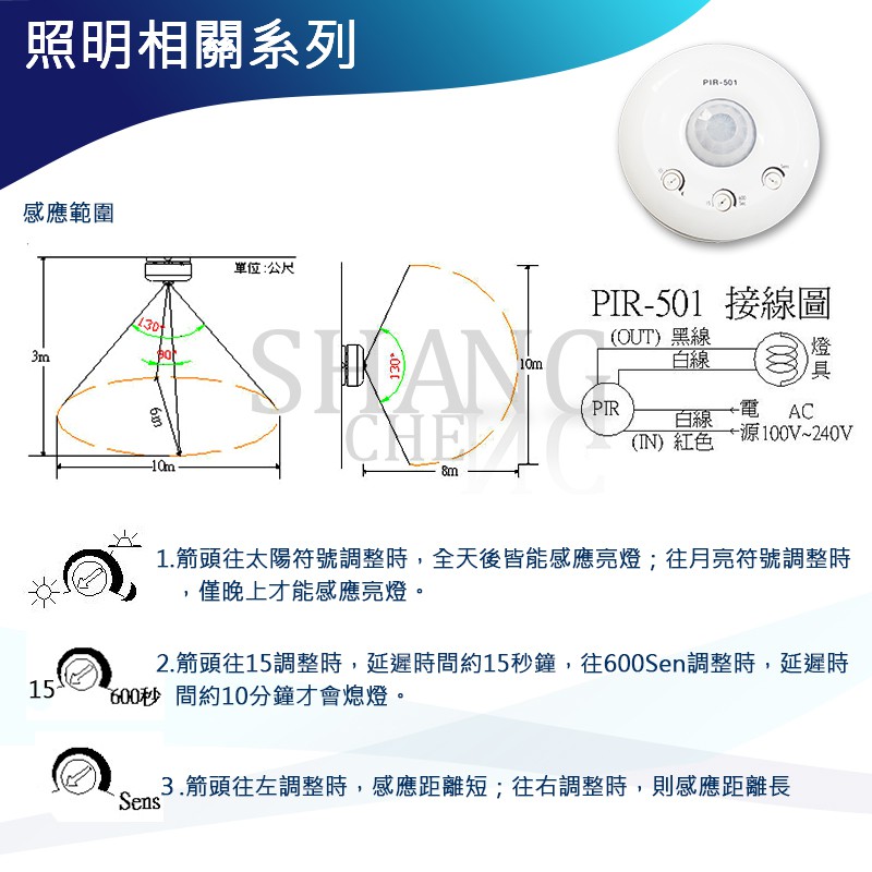 附發票 尚成百貨． 台灣製造 PIR-501PAC紅外線自動感應器 PIR-501 PAC大鏡片感應器 PIR501-細節圖3