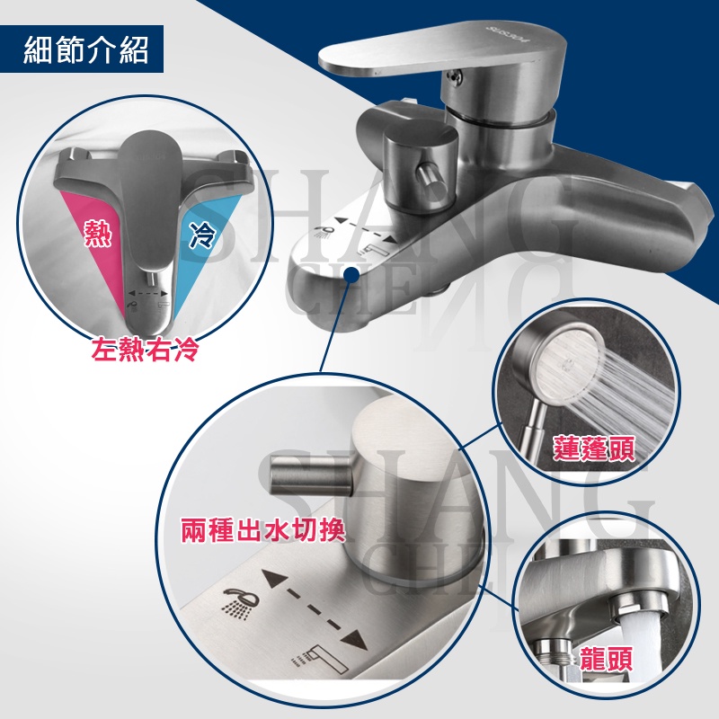 實拍試水影片給你看 304不銹鋼冷熱水沐浴龍頭 兩種出水 40芯大流量 沐浴龍頭 沐浴水龍頭 無鉛 沐浴水龍頭【D1】-細節圖5