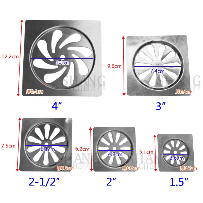 方型 四角地板片 單層地板片 防蟑 落水頭 水孔蓋 地板蓋 地板排水 浴室 不鏽鋼地板落水頭 地板落水-細節圖4