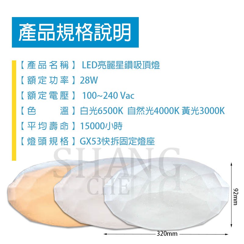 全館附發票 亮博士 LED 18W 28W 素面 星空 星鑽 滿月 led吸頂燈 防水 防塵 防蚊蟲 全電壓 附快速架-細節圖2