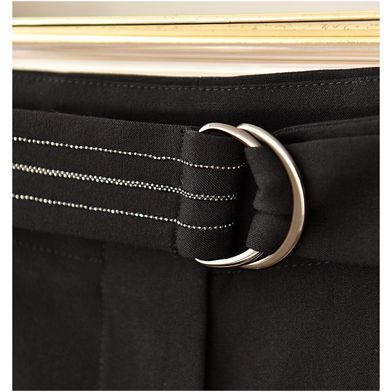 珠鏈腰帶 棉混紡 小高腰 西裝褲 特價 230900110-細節圖8