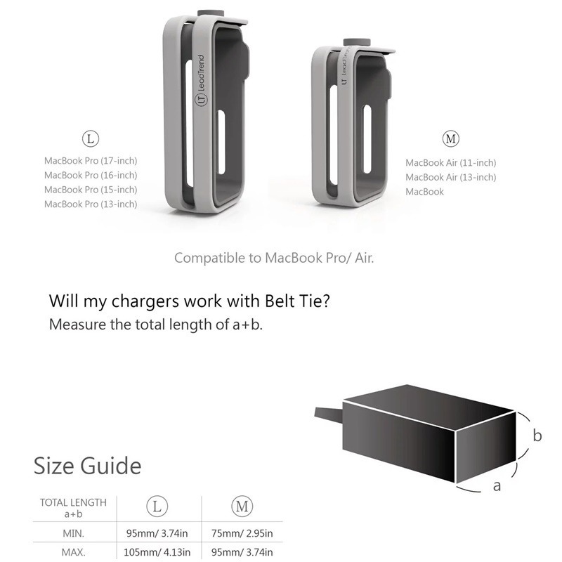 LeadTrend MacBook 筆電充電器專用 LT Belt Tie Cable Winder 一體收線器 喵之隅-細節圖2