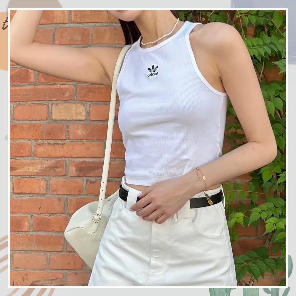 WS🙂女款 短版 ADIDAS TANK RIB 三葉草 削肩背心 背心 小背心 短版背心 IB9110 IB9111-細節圖3