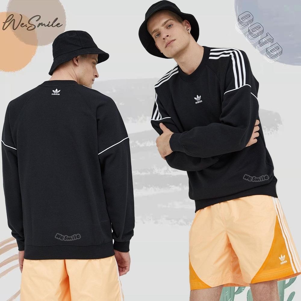 WS🙂男款 刺繡 ADIDAS ESTL CREW 大學T 三葉草大學T 愛迪達大學T 三葉草 愛迪達 HK7344-細節圖2