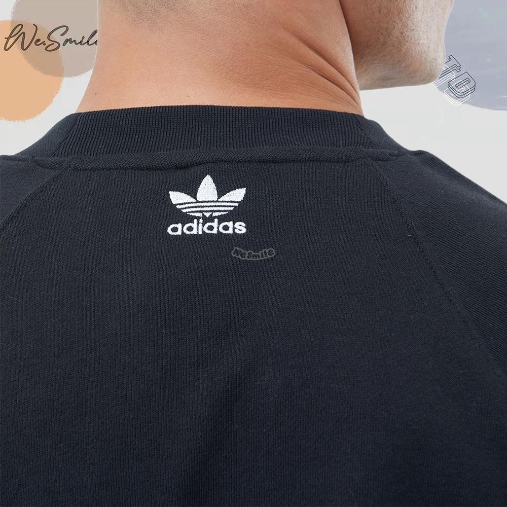 WS🙂男款 刺繡 ADIDAS ESTL CREW 大學T 三葉草大學T 愛迪達大學T 三葉草 愛迪達 HK7344-細節圖7