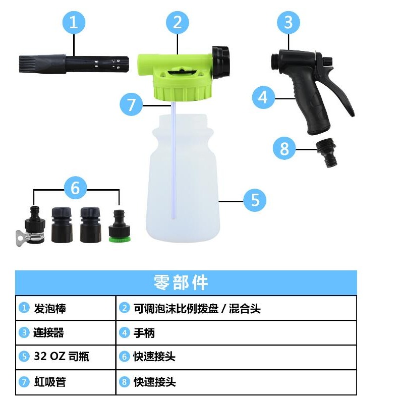 水槍家用泡沫噴壺 低壓泡沫壺 手持式 泡沫噴壺 1L PA洗車泡沫壺 汽車泡沫槍水壺-細節圖7