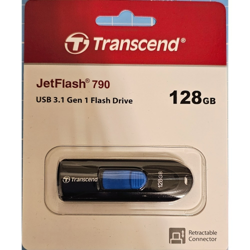 0Transcend 創見 USB3.1 128G JetFlash790 無蓋伸縮碟 隨身碟 USB