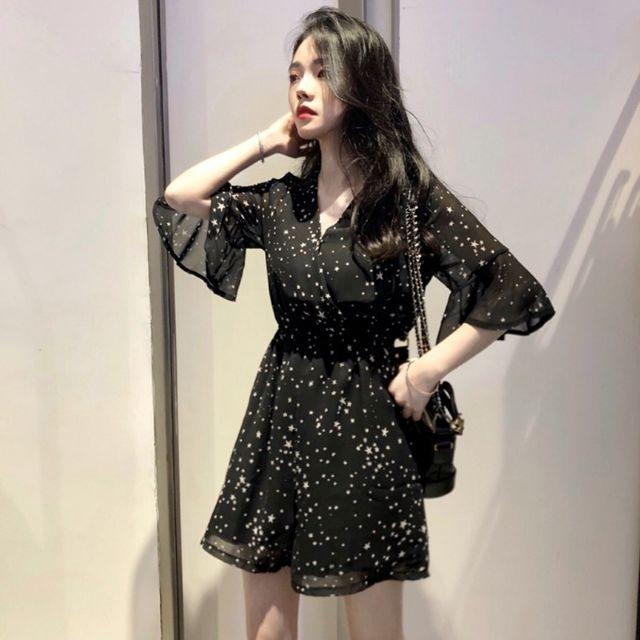 度假顯瘦連體褲 洋裝【現貨2XL】❤️正韓連身褲❤️ 新款氣質休閒高腰復古短褲雪紡-細節圖5