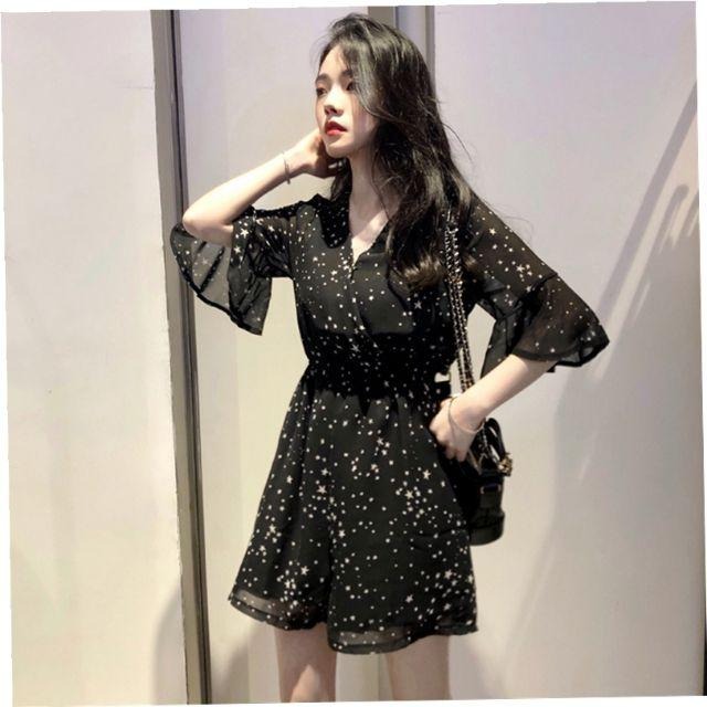 度假顯瘦連體褲 洋裝【現貨2XL】❤️正韓連身褲❤️ 新款氣質休閒高腰復古短褲雪紡-細節圖9