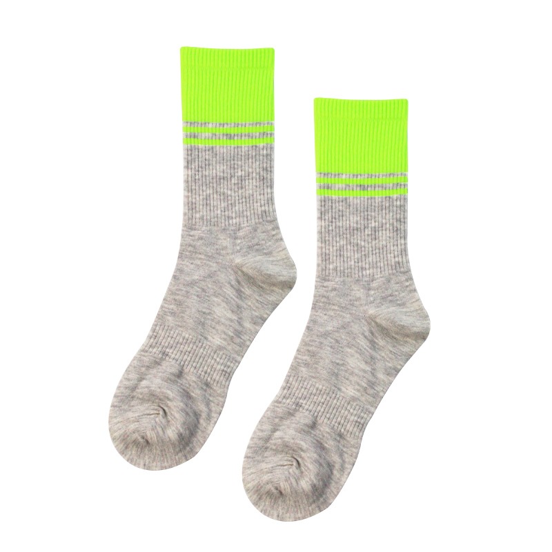 螢光色塊條紋中筒襪 長襪 潮流襪 襪子玩潮 男襪 女襪 螢光綠 螢光 街頭-細節圖2