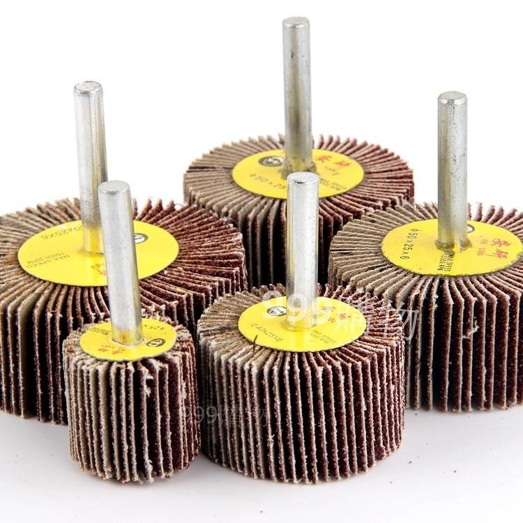 拋光百葉輪 百頁 輪 研磨 砂紙 白紗 紅砂 沙 葉輪磨頭 拋光輪 刷子 筆刷 鋼絲 砂布輪 鋼刷 打磨輪 拋光 磨砂百-細節圖3