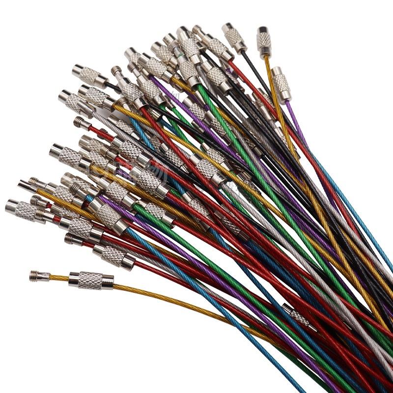 鑰匙圈 不鏽鋼 鋼索鑰匙圈 耐重 彩色鋼索鑰匙圈 多功能鋼索環 行李牌吊繩 吊飾 不鏽鋼 鋼絲鑰匙 O型環 束帶-細節圖3