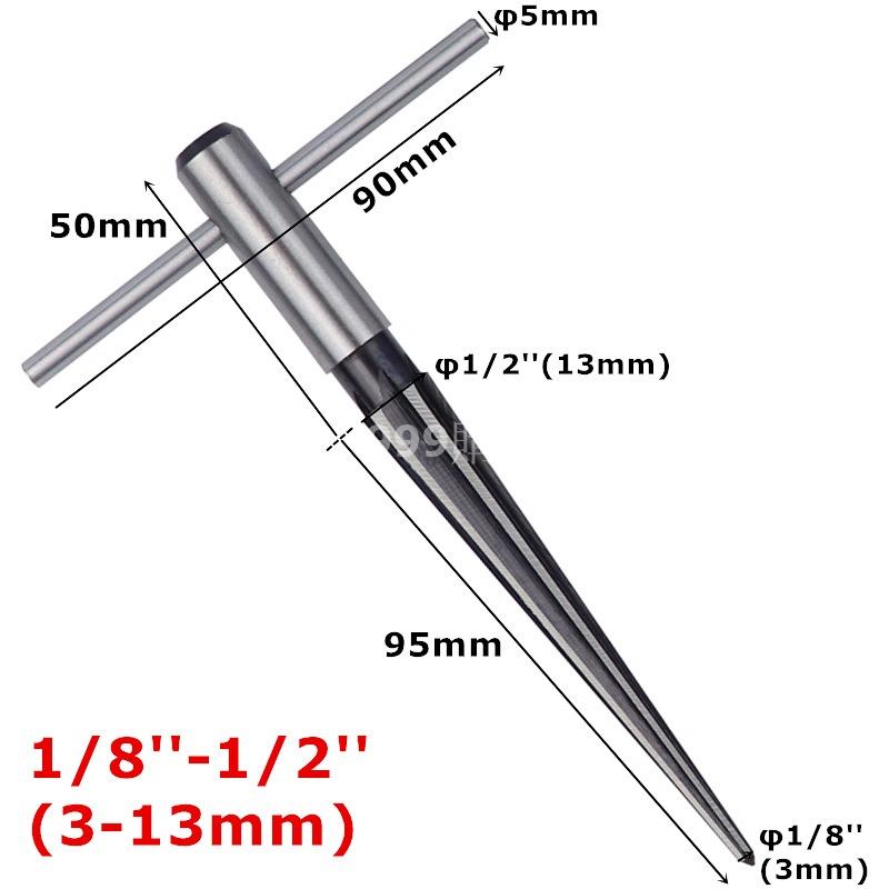 錐度 手用錐度鉸刀 1/8-1/2（3-13mm) 5-16mm 錐形 擴孔 倒角 開孔 沉頭刃具-細節圖6
