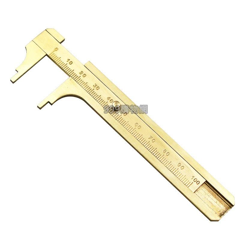 ｜999｜購物黃銅卡尺 遊標尺 雙刻度 測量尺子 便攜 袖珍 復古銅尺  三角板繪圖銅尺 銅直尺卡尺 半圓儀量角器-細節圖3