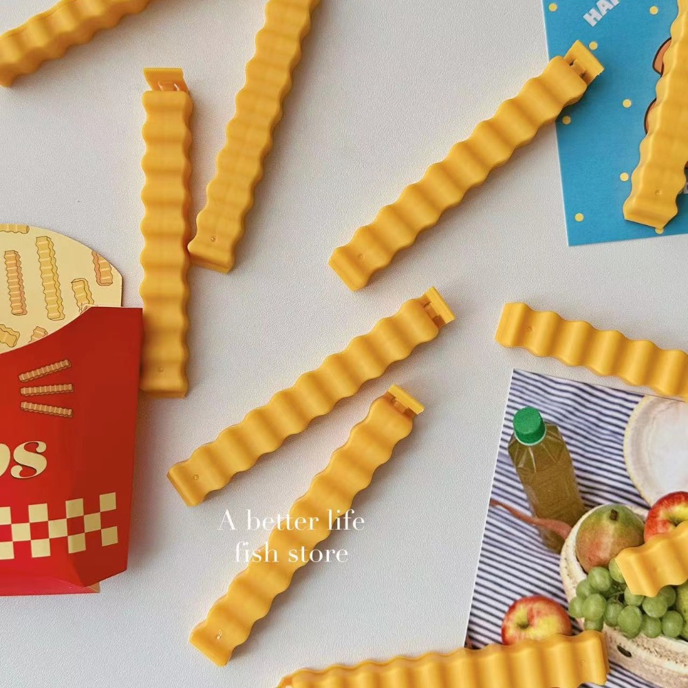 12支入薯條造型防潮封口夾保鮮冰箱貼食品級材質零食收納夾密封夾廚房實用創意可愛造型交換禮物生日禮物-細節圖7