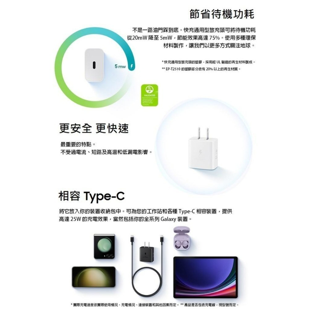 SAMSUNG 三星 25W快充旅充組 旅行充電器 TypeC 傳輸線 EP-T2510 PD充電器 原廠公司貨-細節圖3