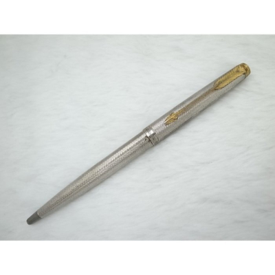 B128 派克 法國製 75型 高級大麥紋包金原子筆(6成新無凹)(筆蓋按壓式)