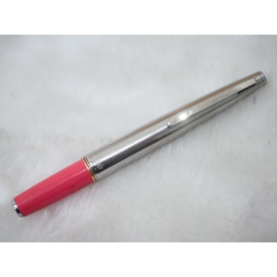 C192 1970s 寫樂 日本製 鋼蓋珊瑚紅色短鋼筆 14k F尖(6.5成新有一處小凹)