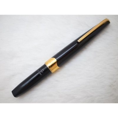C195 白金 日本製 黑桿短鋼筆 14k 細字尖(7.5成新)