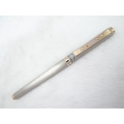 B549 日本三菱文具 早期少見的全鋼髮絲紋鋼珠筆(9.5成新)(全金屬)