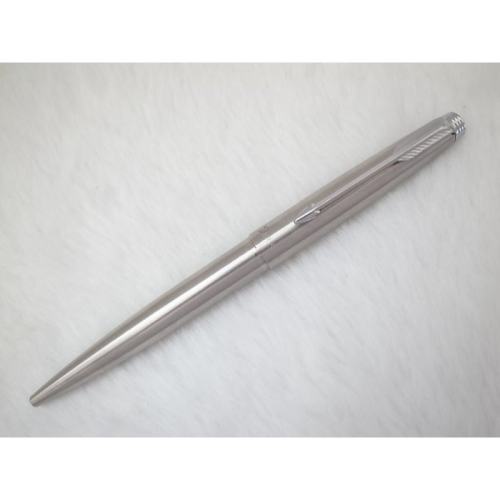 B591 少見的派克 美國製 75全鋼銀夾 原子筆(7成新天頂小瑕疵)