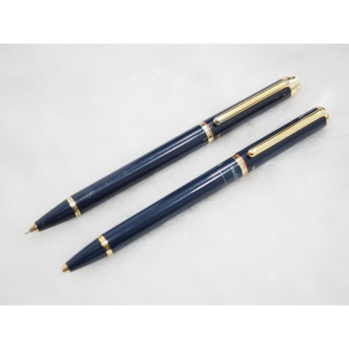 A056 范倫鐵諾 日本製 三菱代工 藍桿自動鉛筆(中古筆皮擦完好)與原子筆(庫存新品)
