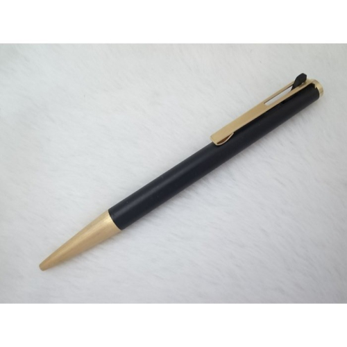 A109 1970s 萬寶龍 德國製 NO784 消光黑金色髮絲紋頭 高級原子筆(筆夾推壓式)(9.5成新)