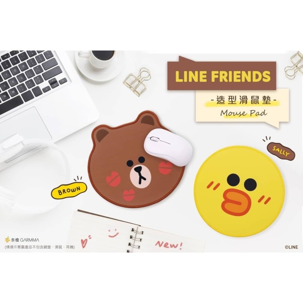 GARMMA Kitty LINE BT21蠟筆小新 造型滑鼠墊 大頭款滑鼠墊 布面止滑墊 桌墊 電腦滑鼠墊 正版授權-細節圖2
