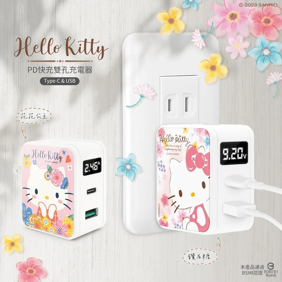 GARMMA 三麗鷗Kitty LINE TypeC USB PD快充雙孔充電器 20W充電頭 快充頭 熊大 宇宙明星-細節圖6