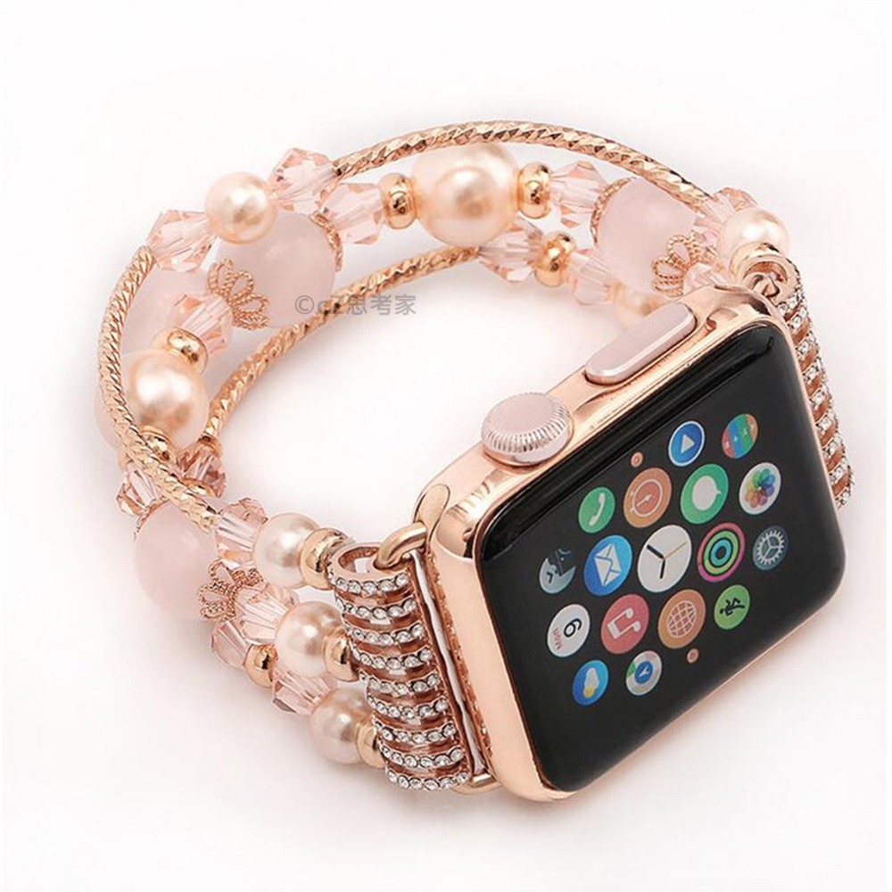 Apple Watch 時尚款粉鑽錶帶 適用Ultra 9 8 7 6 5 4 3 2 1 SE蘋果替換錶帶-細節圖2