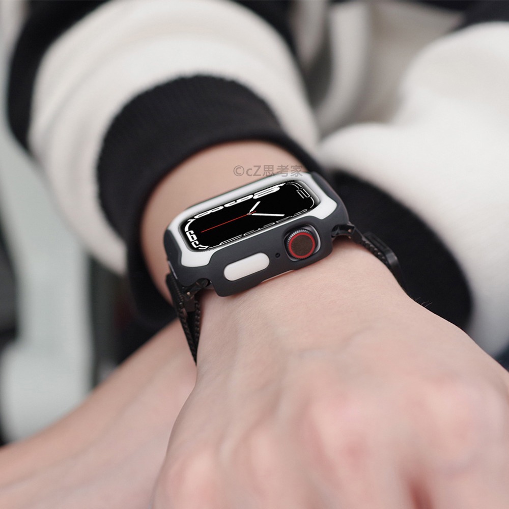 Apple Watch 撞色彈力保護殼 適用 S9 8 7 6 5 4 SE 保護殼 保護套 錶殼 蘋果裱框-細節圖9