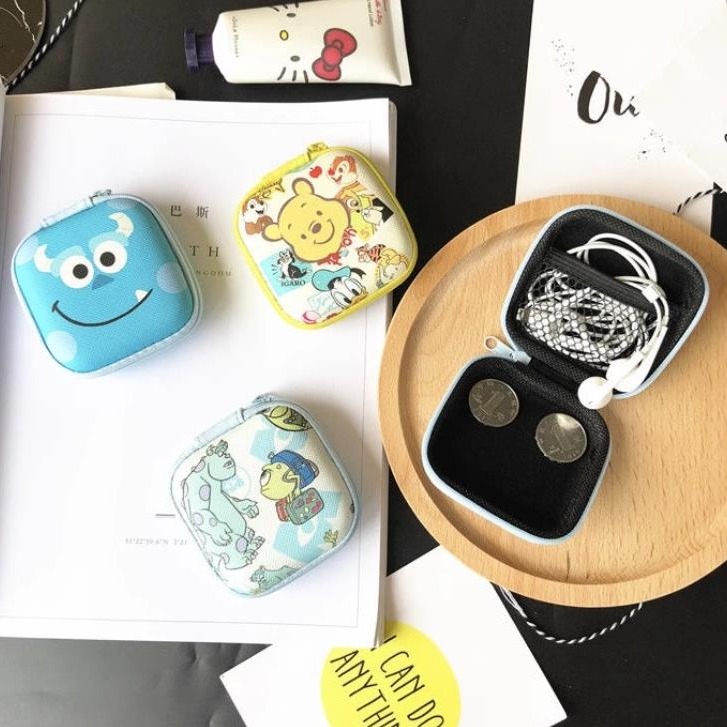 現貨零錢包 卡通多圖案方形耳機收納包 數據線充電器收納包-細節圖3