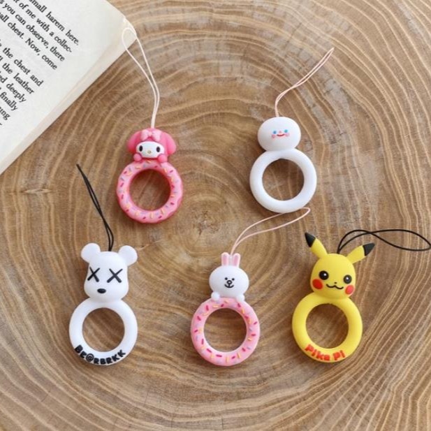 現貨卡通甜甜圈手機掛繩圓環指環扣通用掛件防丟防摔吊環掛飾可愛華為oppo蘋果手機掛扣vivo三星小米甜甜圈指環扣手繩-細節圖2