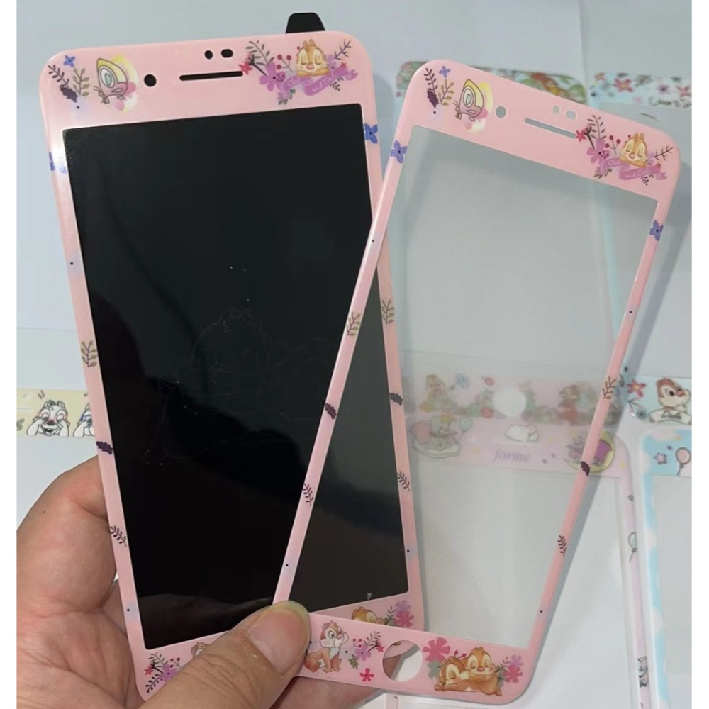 iphone 7 plus 玻璃貼 現貨奇奇蒂蒂貓和老鼠軟邊 iphone 8 plus 保護貼 滿版鋼化膜 螢幕保護貼-細節圖2