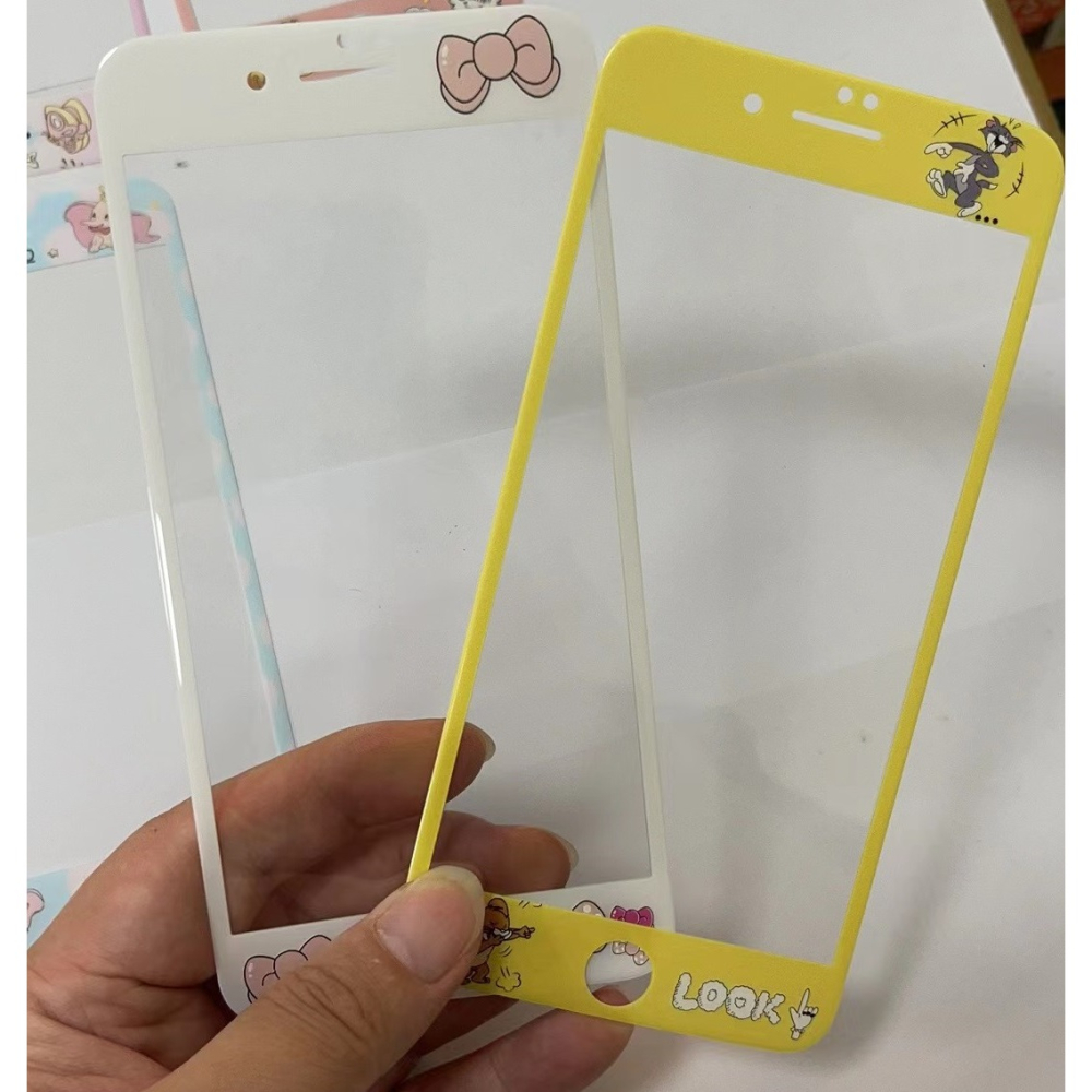 iphone 7 plus 玻璃貼 現貨奇奇蒂蒂貓和老鼠軟邊 iphone 8 plus 保護貼 滿版鋼化膜 螢幕保護貼-細節圖8