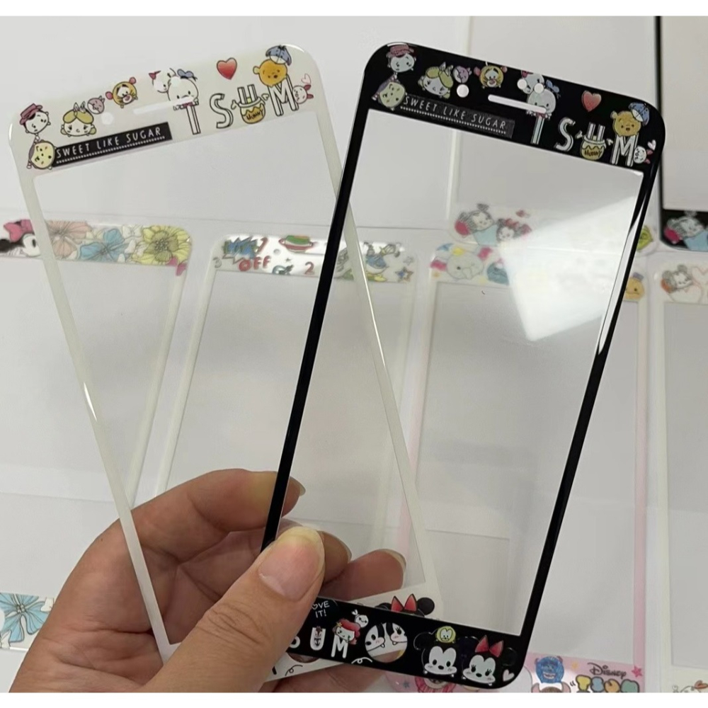 iphone 7 plus 玻璃貼 現貨米奇米妮軟邊鋼化膜 iphone 8 plus 保護貼 滿版鋼化膜 螢幕保護貼-細節圖2